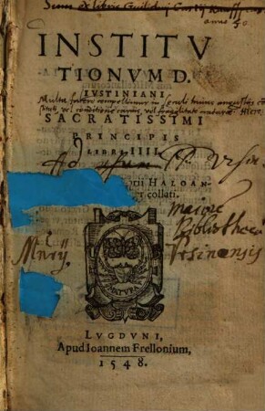 Institutionum D. Iustiniani Sacratissimi Principis Libri IIII.