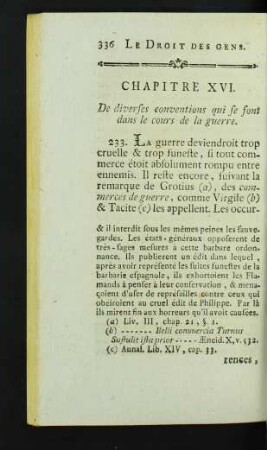 Chapitre XVI. De diverses conventions qui se font dans le cours de la guerre.