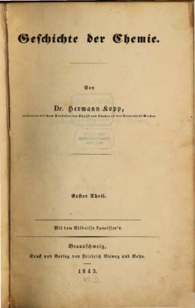 Geschichte der Chemie, 1 : Mit dem Bildnisse Lavoisier's