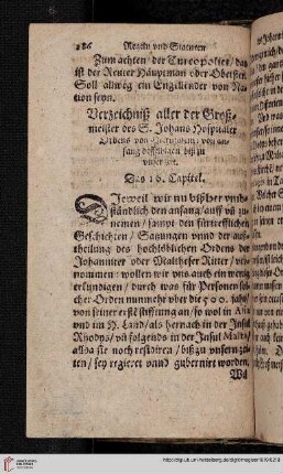 Das 16. Capitel: Verzeichniß aller Großmeister [...]