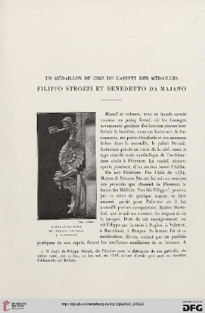 5. Pér. 4.1921: Un médaillon de cire du cabinet des médailles : Fillippo Strozzi et Benedetto da Majano