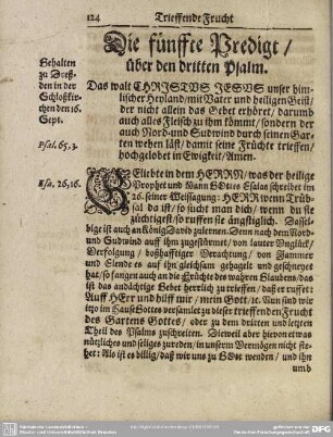 Die fünffte Predigt, über den dritten Psalm