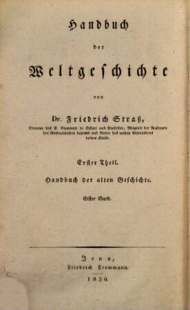 Handbuch der Weltgeschichte. 1, Handbuch der alten Geschichte ; 1