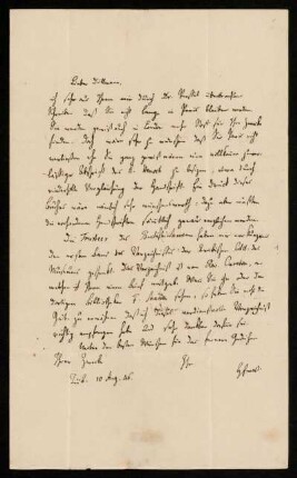 Nr. 1: Brief von Heinrich Ewald an August Dillmann, Tübingen, 10.8.1846