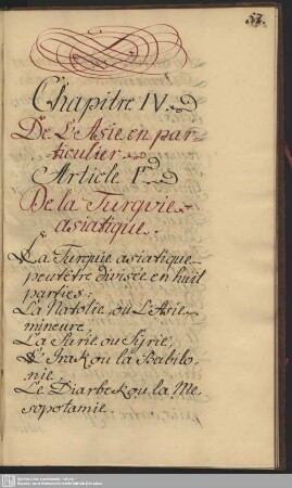Chapitre IV. De L´Asie en particulier