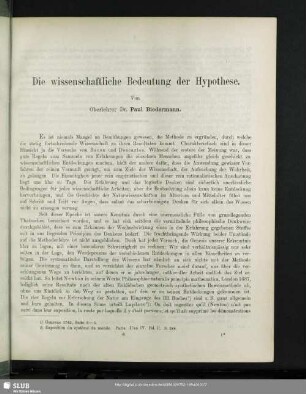 Die wissenschaftliche Bedeutung der Hypothese