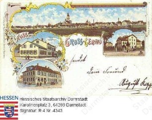 Groß-Gerau, Panorama und Einzelansichten / Amtsgericht, Kranken- und Siechenhaus; Kreisamt