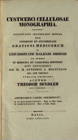 Cysticerci cellulosae monographia