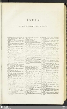 Index to the sixty-seventh volume