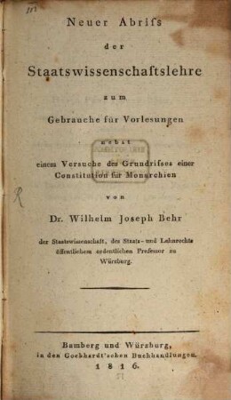Neuer Abriss der Staatswissenschaftslehre