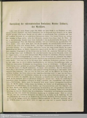 Darstellung der reformatorischen Bedeutung Meister Eckharts, des Mystikers