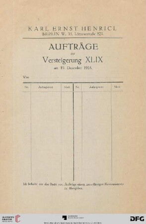 Aufträge zur Versteigerung