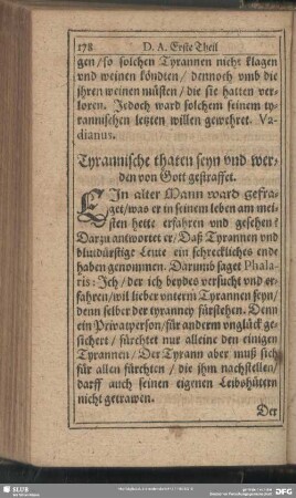 Tyrannische thaten seyn und werden von Gott gestraffet