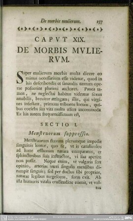 Caput XIX. De Morbis Mulierum