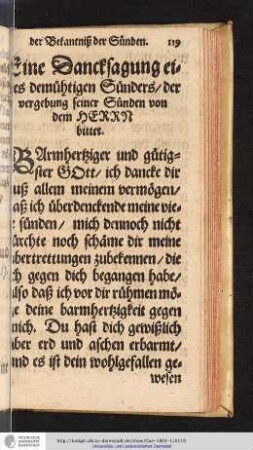 Eine Dancksagung eines demühtigen Sünders/der vergebung seiner Sünden von dem HERRN bittet.
