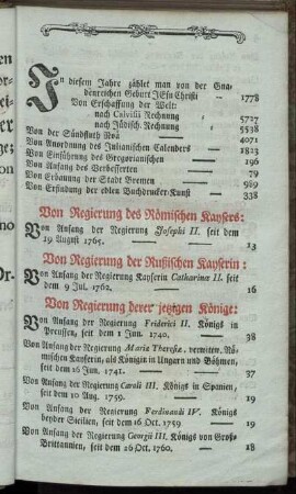 Von Regierung des Römischen Kaysers. - Erklärung der Charactere.