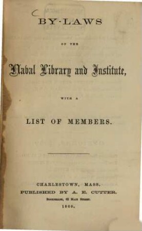 By-Laws of the Naval Library and Institute, with a List of Members