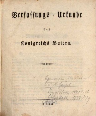 Verfassungs-Urkunde des Königreichs Baiern