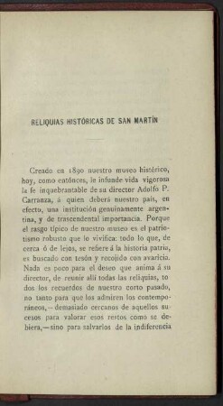 Reliquias Históricas de San Martín