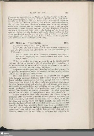 468. 1592, Mär 7. Wittenberg
