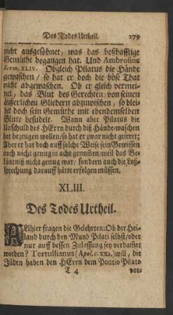 XLIII. Des Todes Urtheil