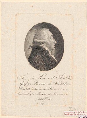 Joseph Heinrich Schlik (= von Schlick), Graf zu Passaun (= Bassano) und Weiskirchen, k.k. wirklicher Geheimrat, Kämmerer und bevollmächtigter Minister im oberrheinisch-fränkischen Kreis