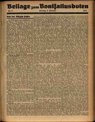 Zweite Ausgabe vom Sonntag, den 08. Februar 1931.