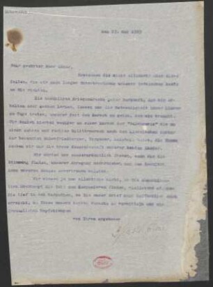 Brief an Franz Lehár : 27.05.1915