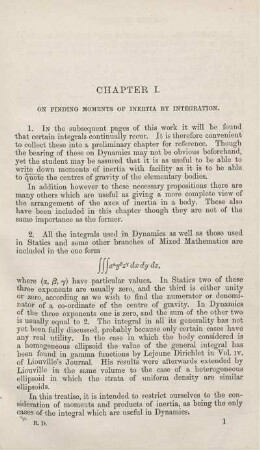 Chapter I. On finding moments of inertia by Integration.