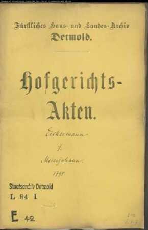 Eikermann, Johann Henrich gegen Meierjohann in der Vogelhorst - Schuldforderung