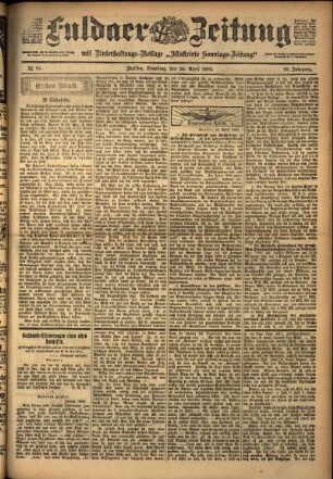 Erste Ausgabe vom Samstag, den 26. April 1902.