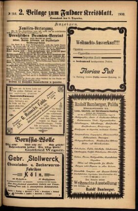 Dritte Ausgabe vom Samstag, den 08. Dezember 1900.