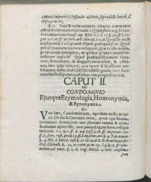 Caput II. De Condominio Ejusqve Etymologia, Homonymia, & Synonymia.