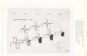 Künstlerkolonie (Diplomarbeit bei Peter Poelzig): Etagennutzung, Schema 1:100 und Detail 1:50