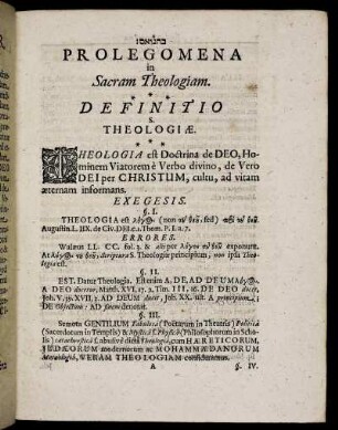 Prolegomena in Sacram Theologiam.