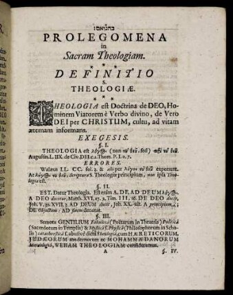Prolegomena in Sacram Theologiam.