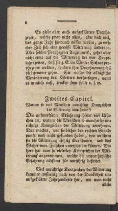 Zweites Capitel. Warum so viel Menschen unrichtige Kennzeichen der Witterung annehmen?