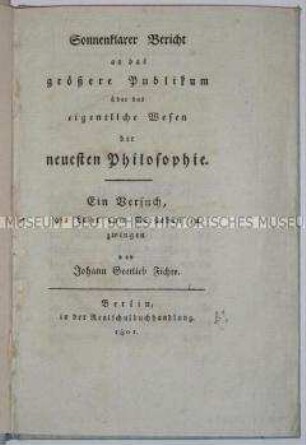 Bericht über das Wesen der Philosophie