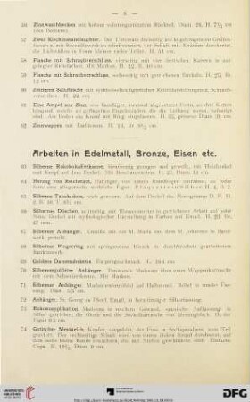 Arbeiten in Edelmetall, Bronze, Eisen etc. (Nr.63-116)