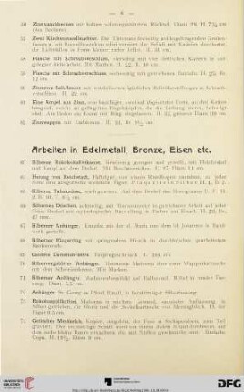 Arbeiten in Edelmetall, Bronze, Eisen etc. (Nr.63-116)