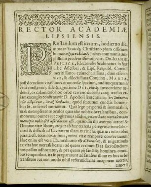 Rector Academiæ Lipsiensis.
