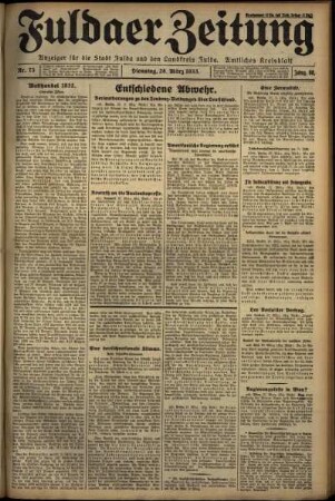 Ausgabe vom Dienstag, den 28. März 1933.