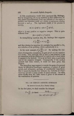 VII. On certain definite integrals.