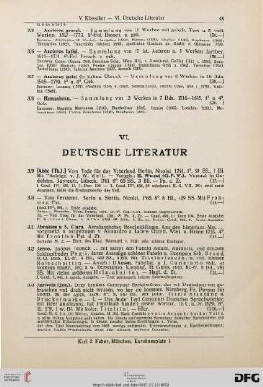 VI. Deutsche Literatur (Nr. 329-831)
