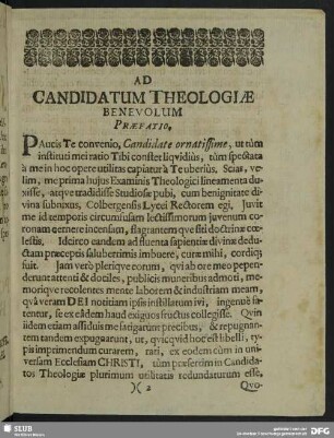 Ad Candidatum Theologiae Benevolum Praefatio