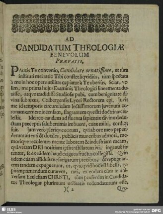 Ad Candidatum Theologiae Benevolum Praefatio