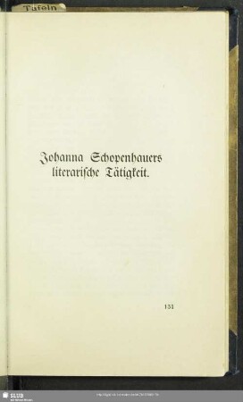 Johanna Schopenhauers literarische Tätigkeit
