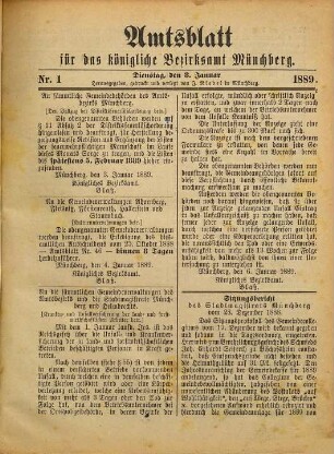 Amts-Blatt für das Bezirksamt Münchberg. 1889