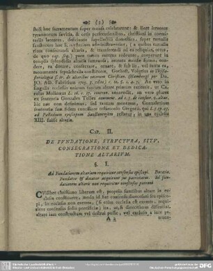 Cap. II. De Fundatione, Dtructura, Situ, Consecratione Et Dedicatione Altarium