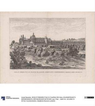 VEVE ET PERSPECTIVE DV CHATEAV DE GAILLON APARTENANT A MONSEIGNEVR L'ARCHEVESQVE DE ROVEN. aus: Plan und Ansichten von Vaux Le Vicomte. [meist bez:] Israel Siluestre delineauit et sculpsit ...